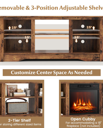 Giantex 58" TV Stand for Living Room 65" TV - Fireplace TV Cabinet for 18" Electric Fireplace (Not Included)