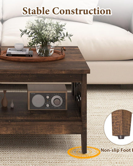 Giantex Farmhouse Coffee Table 2-Tier Center Table