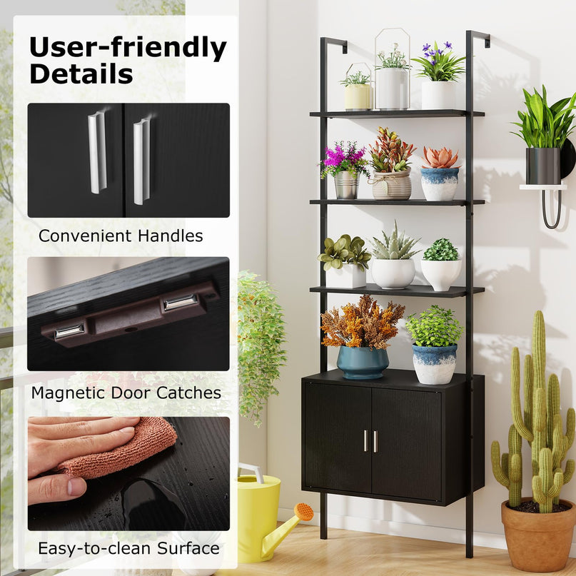 Giantex 5 Tier Wall Mounted Ladder Shelf for Living Room