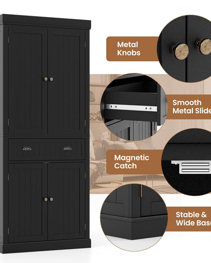Giantex Pantry Organizers and Storage, 72" Tall Kitchen Cabinet with 2-Door Cabinets & Drawer, Buffet Sideboard