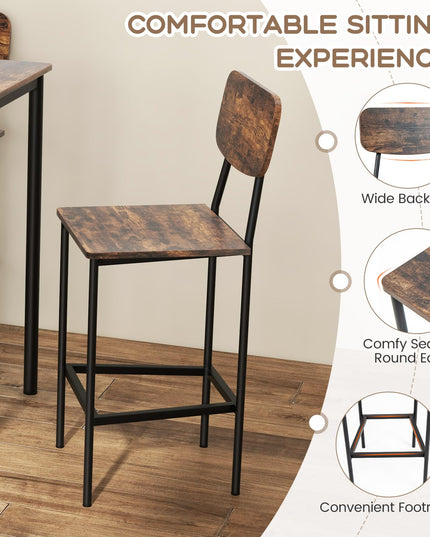 Giantex 5-Piece Dining Table Set W/Counter Height Table & 4 Bar Stools