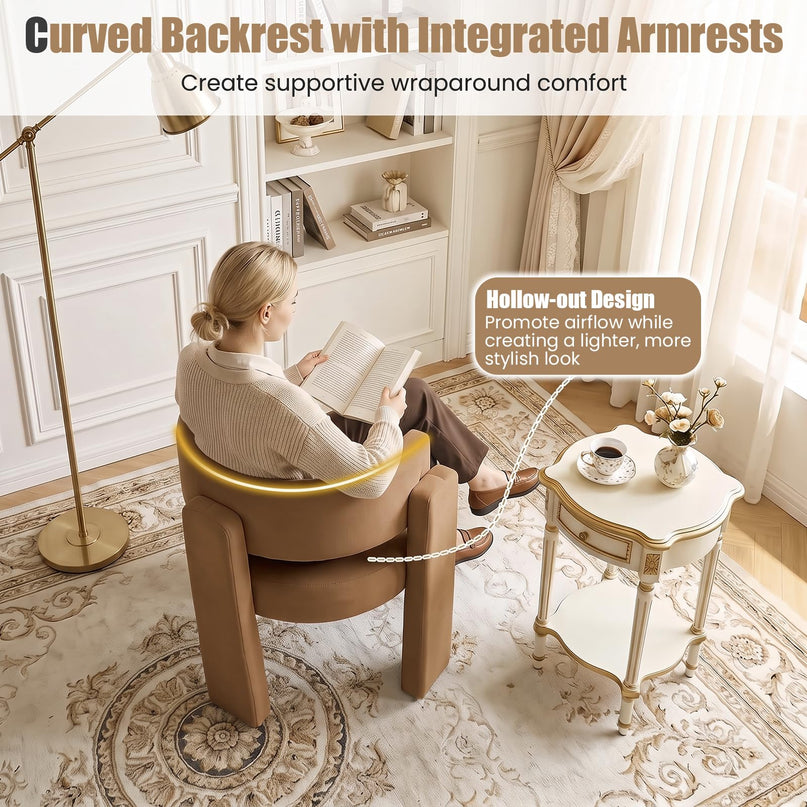 GIANTEX Modern Velvet Barrel Accent Chair with Thick Seat (1/2)
