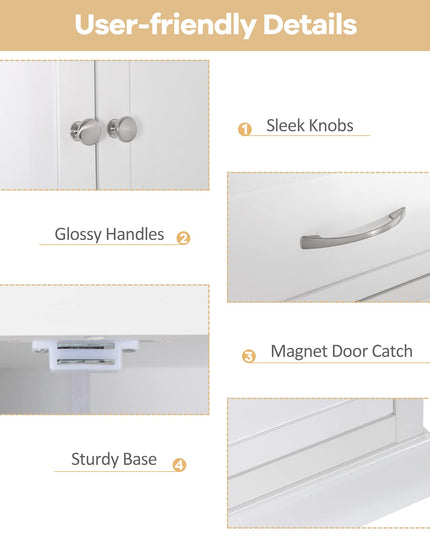 Giantex Kitchen Pantry Cabinet - 62” Floor Storage Cabinet with 2 Large Drawers(White)