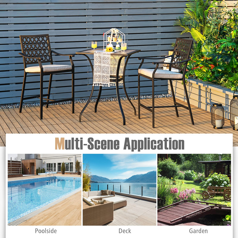 Patio Bar Table Outdoor Square Bistro Bar High Table