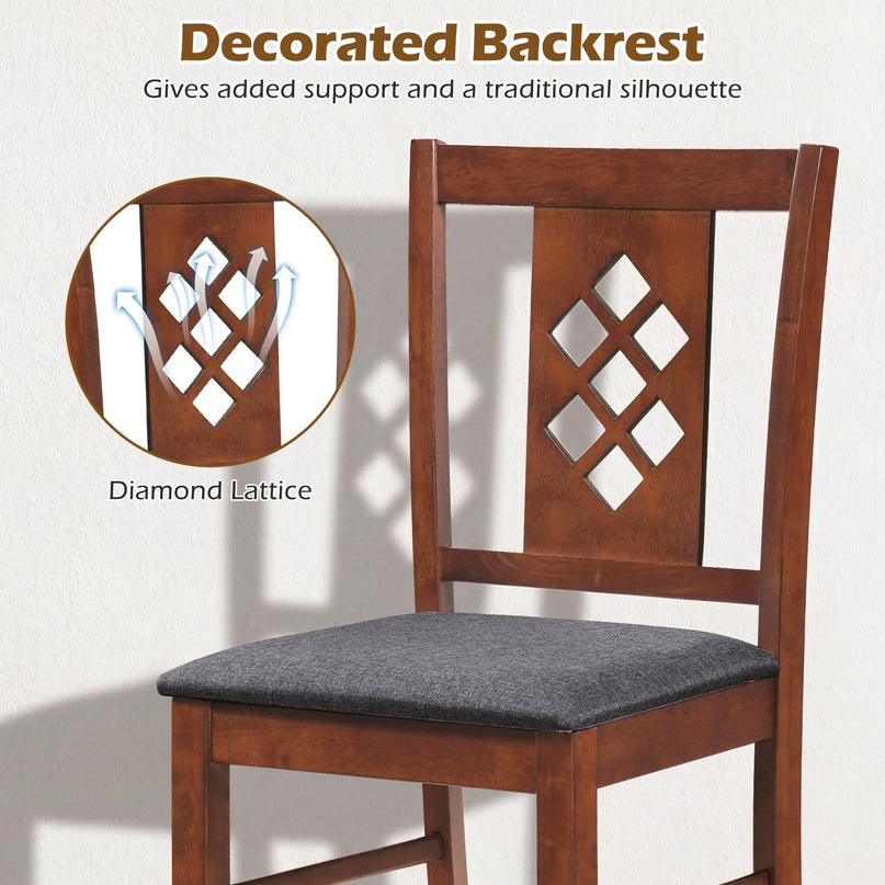 Giantex Wooden Dining Chairs Set of 2/4 with Elegant Diamond Back
