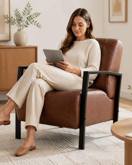 Giantex Modern Accent Chair with Metal Frame for Living Room