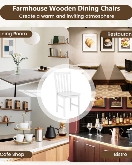 Giantex Wooden Dining Chairs Set of 2/4 100% Solid Rubber Wood Kitchen Chair