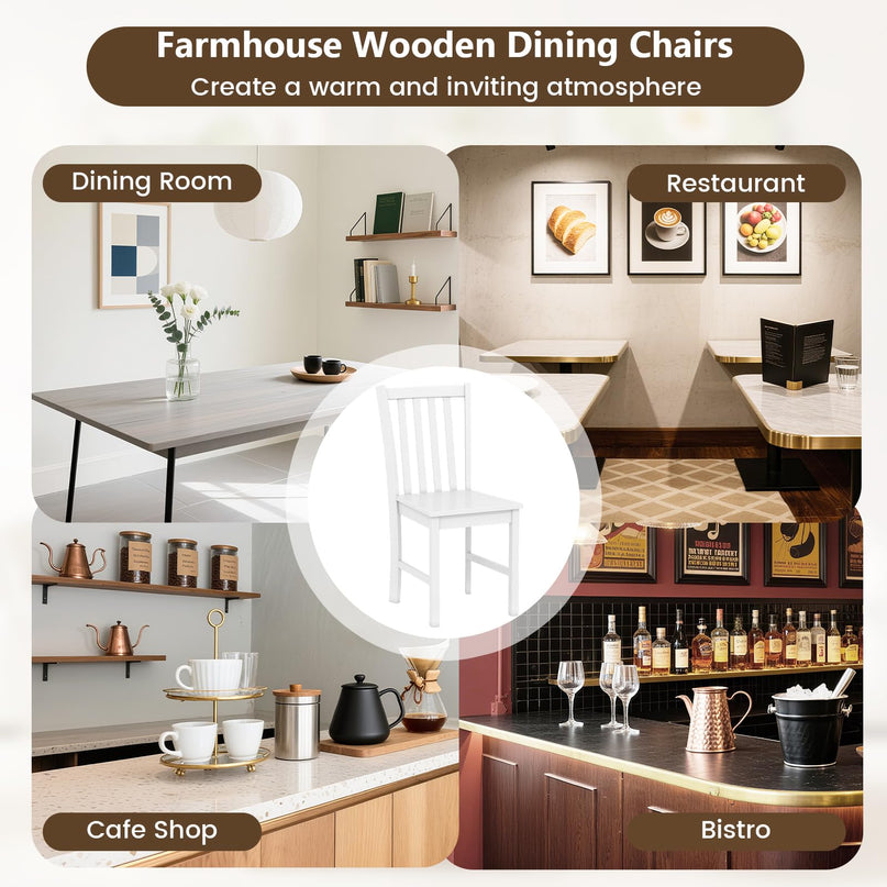 Giantex Wooden Dining Chairs Set of 2/4 100% Solid Rubber Wood Kitchen Chair