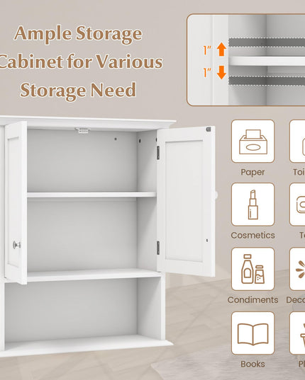 Giantex Wall Mounted Medicine Cabinets - Above Toilet Bathroom Cabinet with Adjustable Shelf