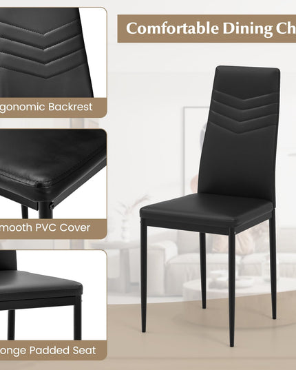 Giantex Dining Table Set for 4 or 8, Modern Rectangular Kitchen Table Set w/ PVC Leather Dining Chairs