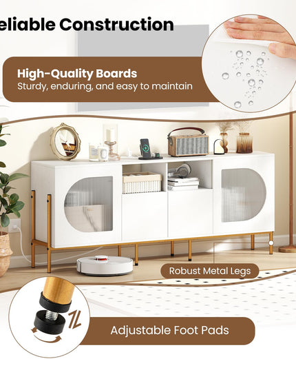 Giantex White TV Stand for TVs up to 70", Modern Entertainment Center