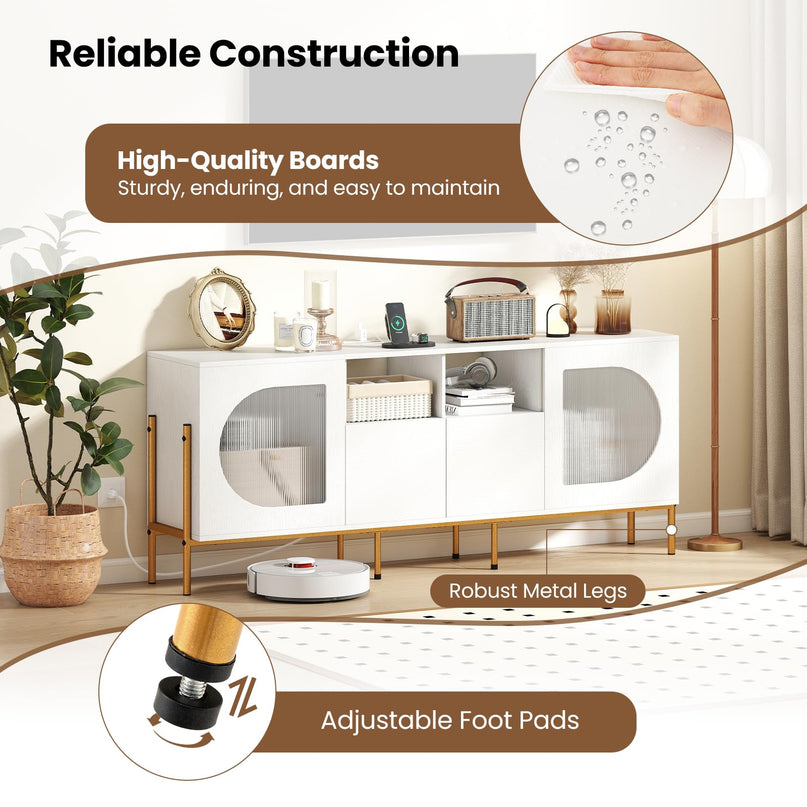 Giantex White TV Stand for TVs up to 70", Modern Entertainment Center