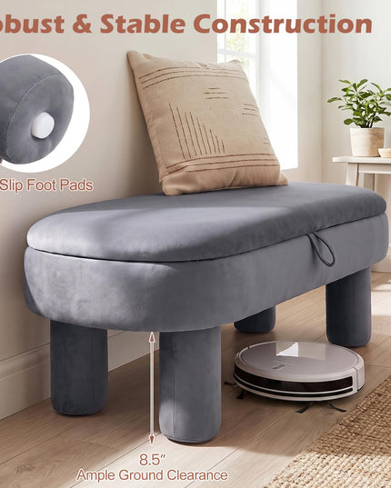 GIANTEX 41" Oval Ottoman with Storage and Upholstered Seat