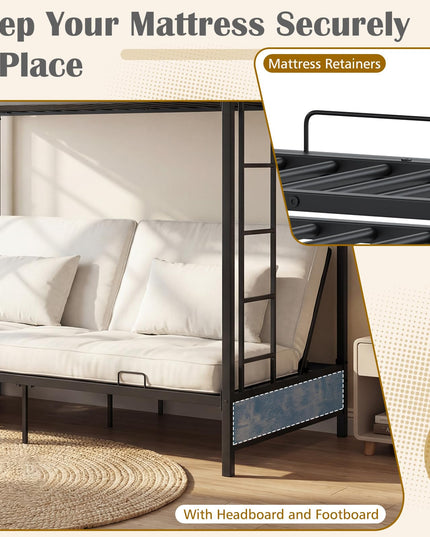 Giantex 77" x 41.5" x 71" Twin Over Twin Futon Bunk Bed