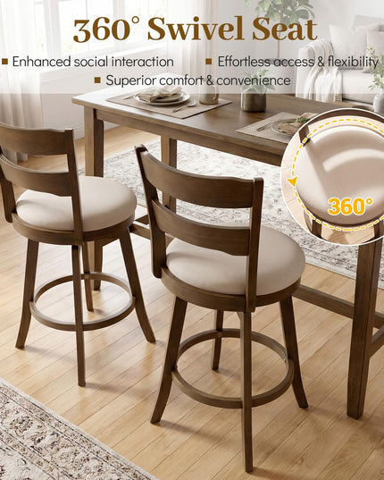 Giantex Tabourets de Bar Pivotants, Lot de 2 ou 4 | Tabourets de Comptoir de 63,5 cm avec Assise Rembourrée en Tissu