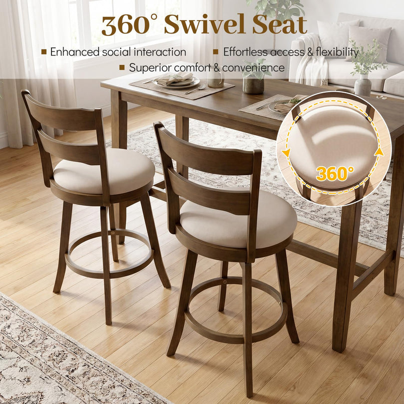 Giantex Tabourets de Bar Pivotants, Lot de 2 ou 4 | Tabourets de Comptoir de 63,5 cm avec Assise Rembourrée en Tissu
