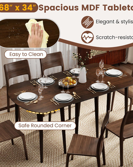 Giantex 68"Extendable Dining Table for 6-8 People, 68" Farmhouse Kitchen Table with 2 Half-Round & 1 Rectangular Table