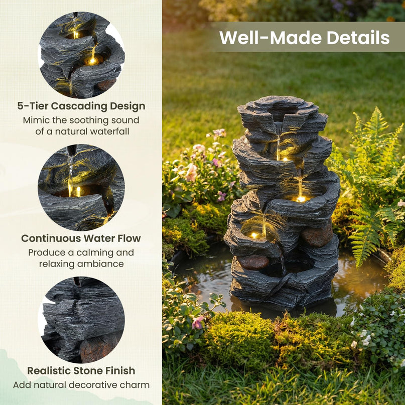Giantex 5-Tier Water Fountain Outdoor