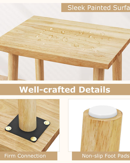 Giantex 25.5" Wooden Bar Stools Set of 2/4, Farmhouse Backless Counter Height Bar Stools with Footrest