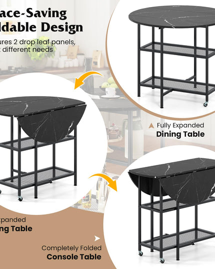Giantex Folding Dining Table with Lockable Wheels