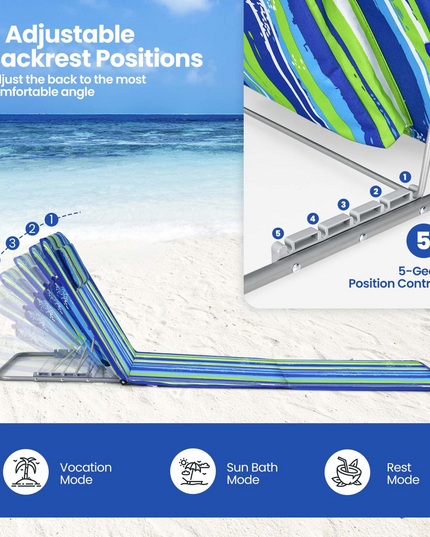 Giantex Beach Chairs for Adults 2 Pack Set with Side Table