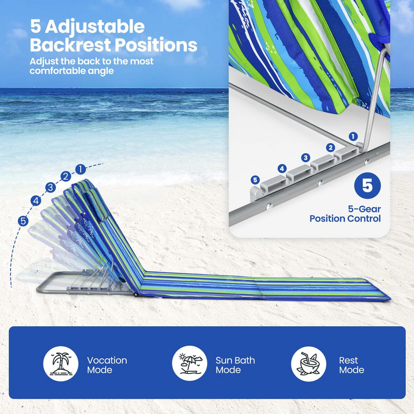 Giantex Beach Chairs for Adults 2 Pack Set with Side Table