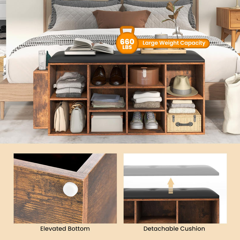 Giantex Entryway Storage Bench with Umbrella Stand