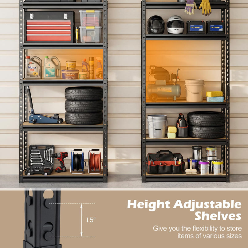 Giantex 5-Tier Metal Storage Shelves(1/2/3/4,30" W x 12" D x 60" H)