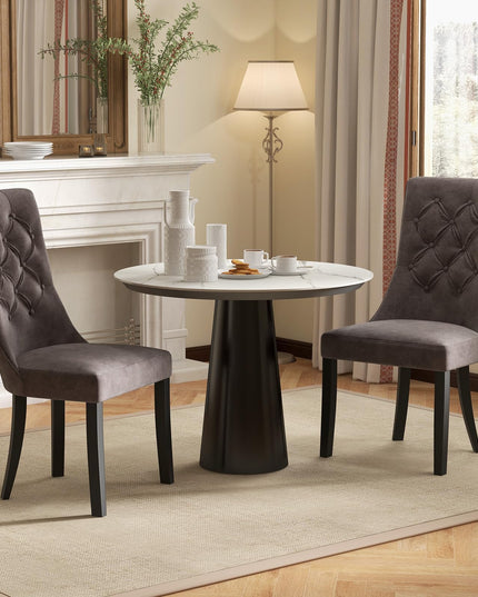 Giantex Tufted Dining Chairs, Upholstered Kitchen Chairs w/High Backrest, Rubber Wood Legs