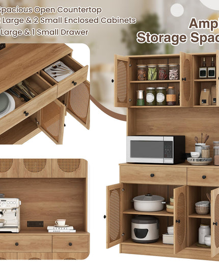 Buffet de Cuisine Giantex 180 cm, Armoire de Rangement Bohème