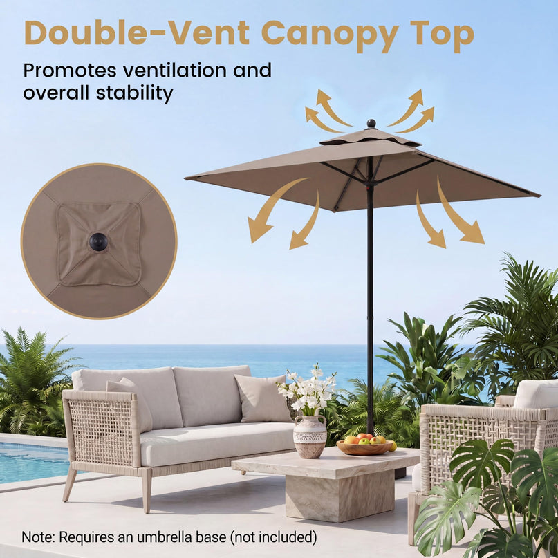Giantex 5ft Square Patio Umbrella with Push Bottom Tilt