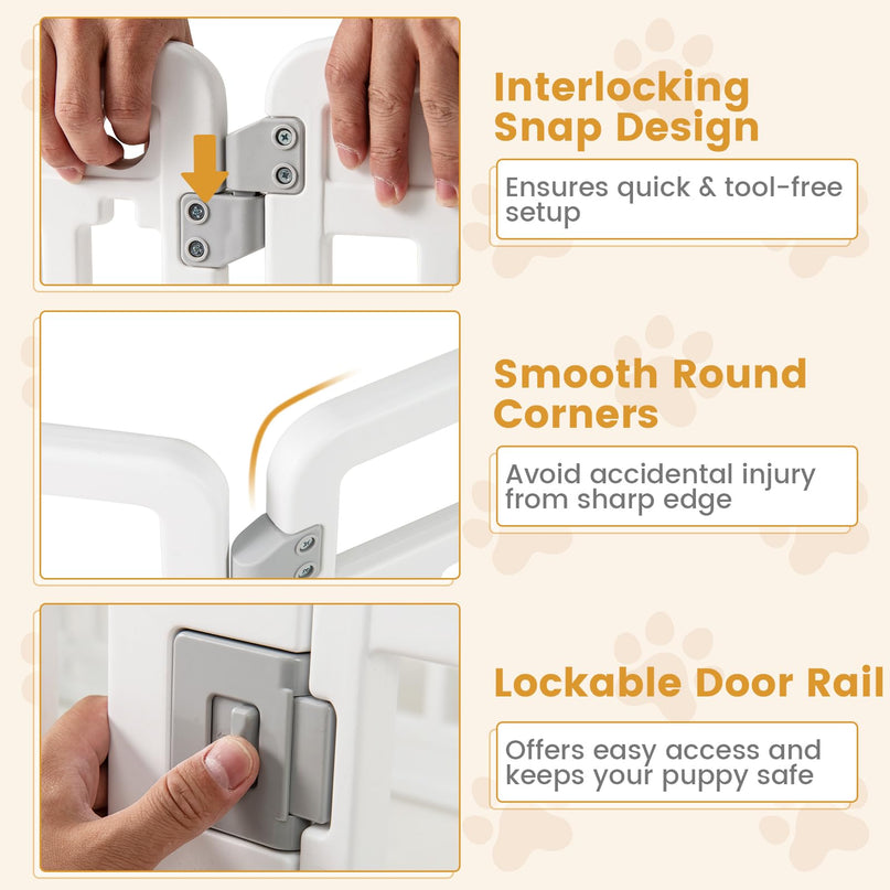 Giantex 32'' Tall Plastic Pet Fence with Lockable Door