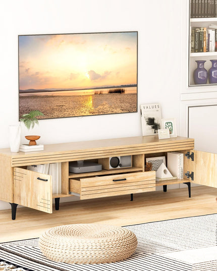 Giantex TV Stand for TV up to 65 Inches, Mid Century Modern Entertainment Center with 2 Cabinets