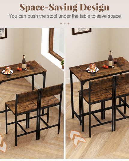 Giantex Bar Table and Chair Set with 2 Counter Height Bar Stools