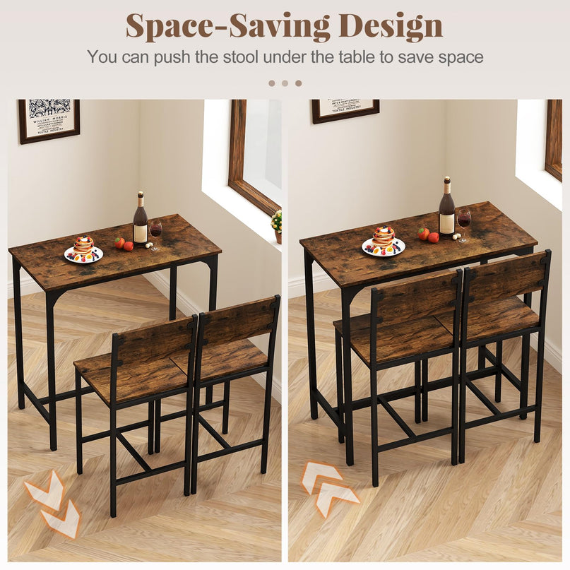 Giantex Bar Table and Chair Set with 2 Counter Height Bar Stools