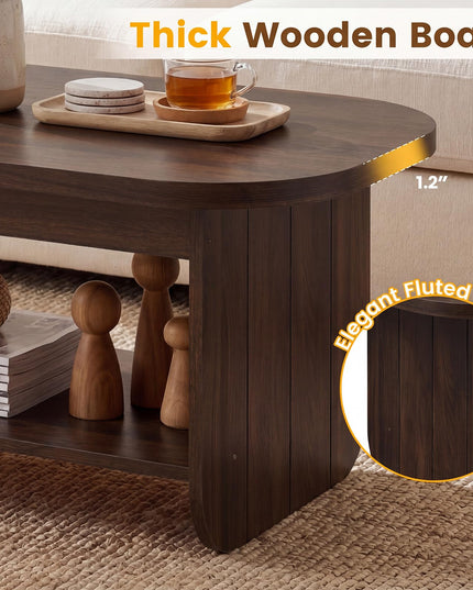 Giantex Oval Coffee Table 47" Mid Century Modern Center Table