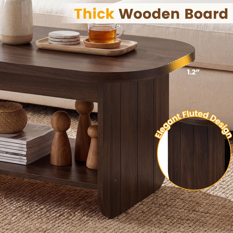 Giantex Oval Coffee Table 47" Mid Century Modern Center Table
