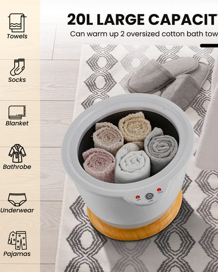Giantex Towel Warmer Bucket 20L, Bathroom Towel Heater with Lid