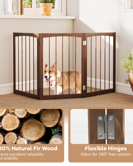 Giantex 63" W x 30" H Foldable 3-Panel Freestanding Dog Gate for Small Medium Dogs