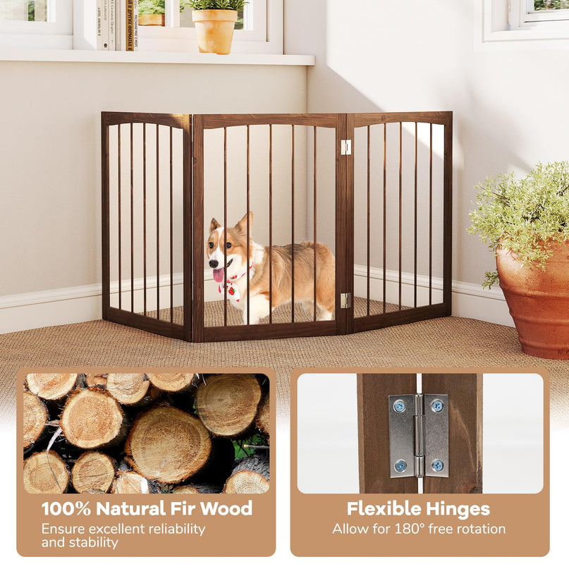 Giantex 63" W x 30" H Foldable 3-Panel Freestanding Dog Gate for Small Medium Dogs