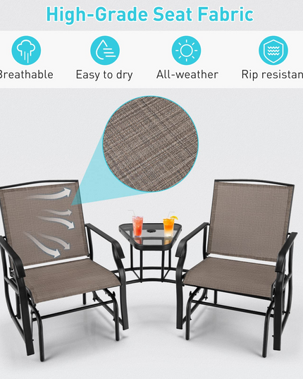 Chaises planeur d'extérieur Giantex avec table et trou pour parasol