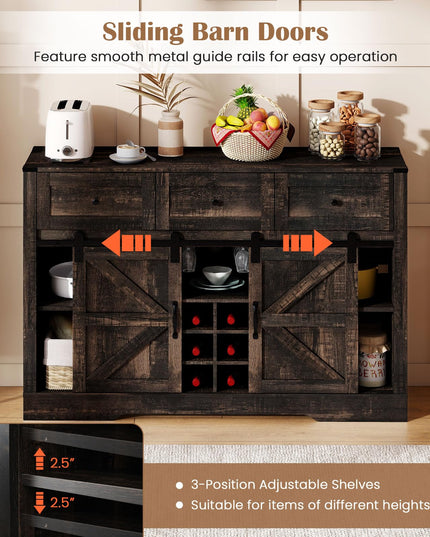 Giantex Wine Bar Cabinet with LED Lights 52" Buffet Sideboard