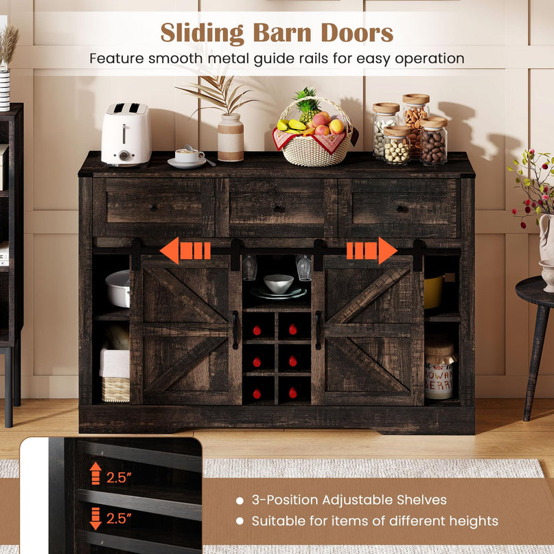 Giantex Wine Bar Cabinet with LED Lights 52" Buffet Sideboard