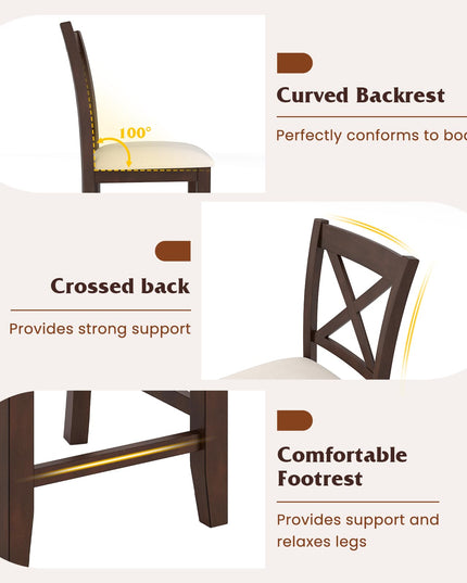 Giantex Farmhouse Counter Height Bar Stools with Footrest