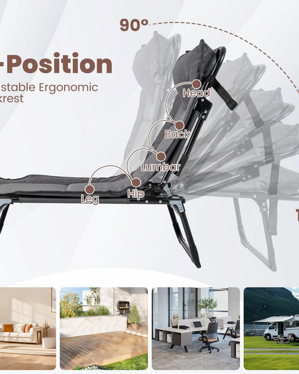 Giantex Folding Patio Lounge Chair with 6 Backrest Positions