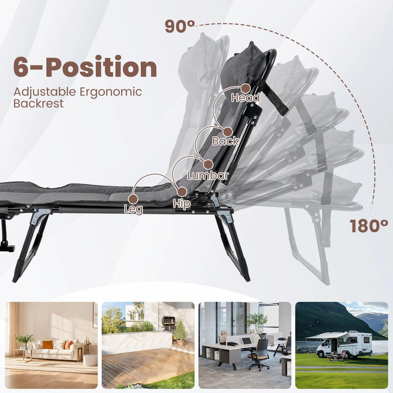 Chaise longue pliante de patio Giantex avec 6 positions de dossier