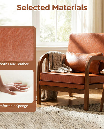 Giantex Mid-Century Modern Accent Chairs Linen Fabric Upholstered Armchair