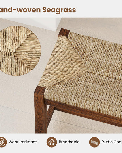 Giantex Dining Bench with Woven Seagrass Woven Seat