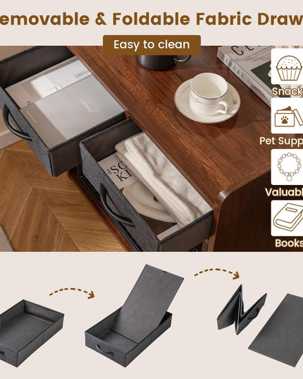 Giantex Dog Crate Furniture - Wooden Dog Cage End Table with 2 Storage Drawers