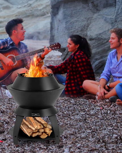 Giantex 3-in-1 Smokeless Fire Pit, 20" Wood Burning Firepit w/Removable Wok Ring & Ash Pan